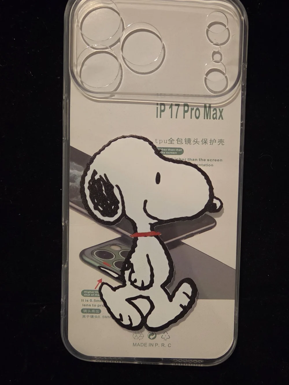 Clear Snoopy iPhone 17 Pro Max Case - White/Black